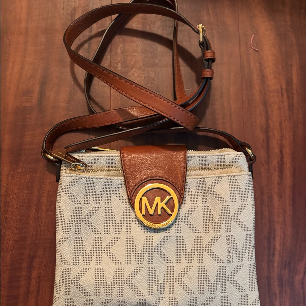 Michael Kors Brown and Cream Crossbody Bag